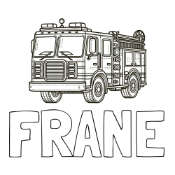 Online izdelana pobarvanka - Pobarvanka imena FRANE in pobarvanka gasilskega avta