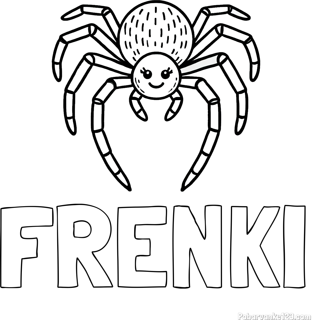 Pobarvanka imena FRENKI in pobarvanka veselega pajka