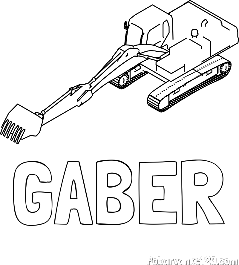 Pobarvanka imena GABER in pobarvanka bagra