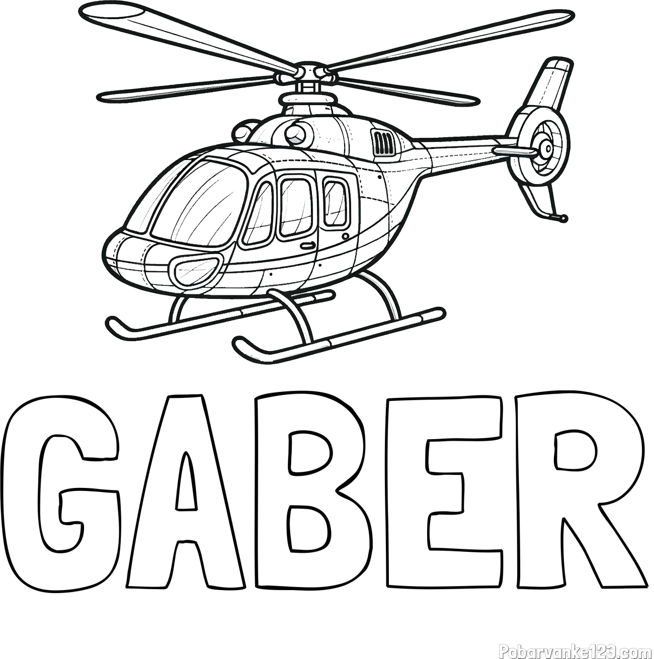 Pobarvanka imena GABER in pobarvanka sodobnega helikopterja