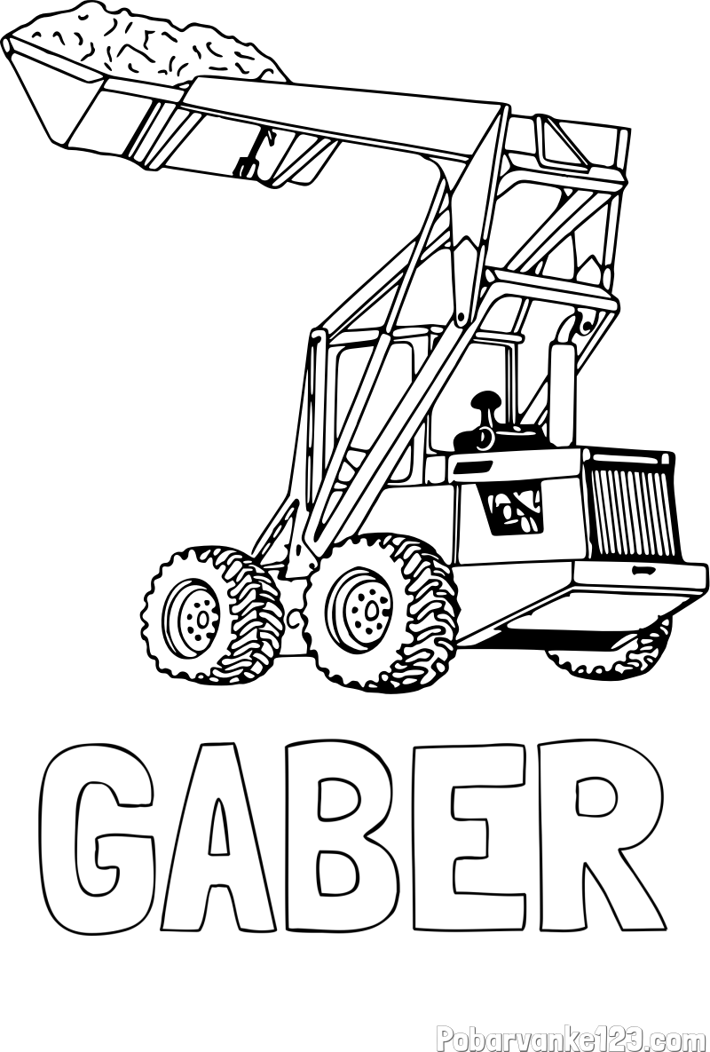 Pobarvanka imena GABER in pobarvanka velikega traktorja