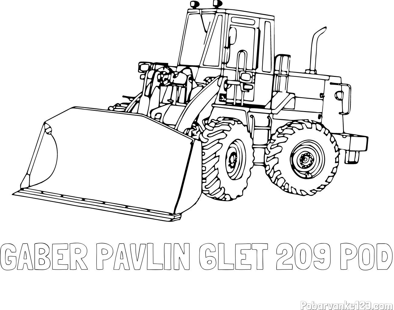 Pobarvanka imena GABER PAVLIN 6LET 209 POD in pobarvanka velikega bagra