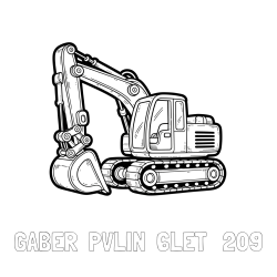Online izdelana pobarvanka - Pobarvanka imena GABER  PVLIN  6LET   209 in pobarvanka velikega delovnega stroja - bagra