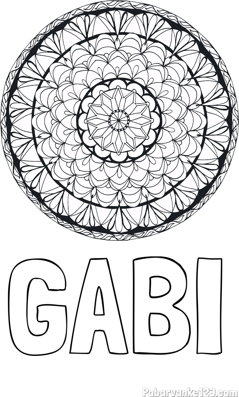 Pobarvanka imena GABI in mandale 4
