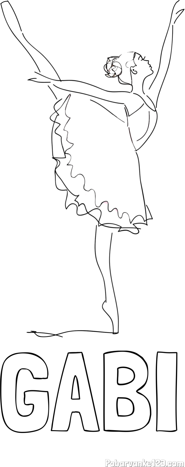 Pobarvanka imena GABI in pobarvanka ljubke baletke