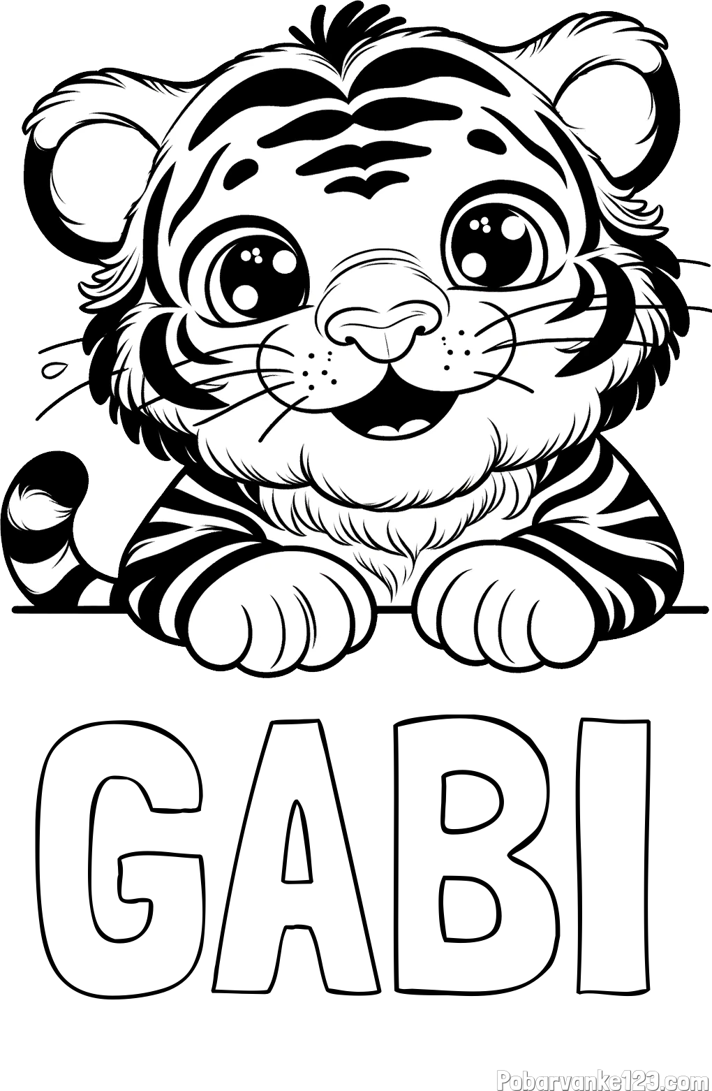 Pobarvanka imena GABI in pobarvanka tigrček