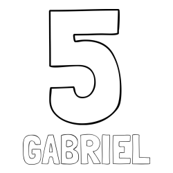 Online izdelana pobarvanka - Pobarvanka imena GABRIEL in pobarvanka številke pet (5)