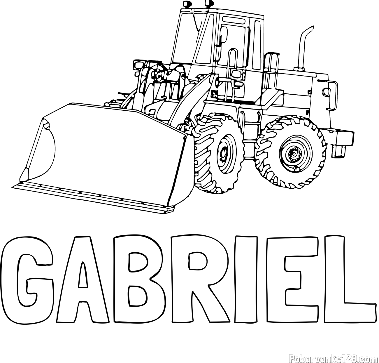 Pobarvanka imena GABRIEL in pobarvanka velikega bagra