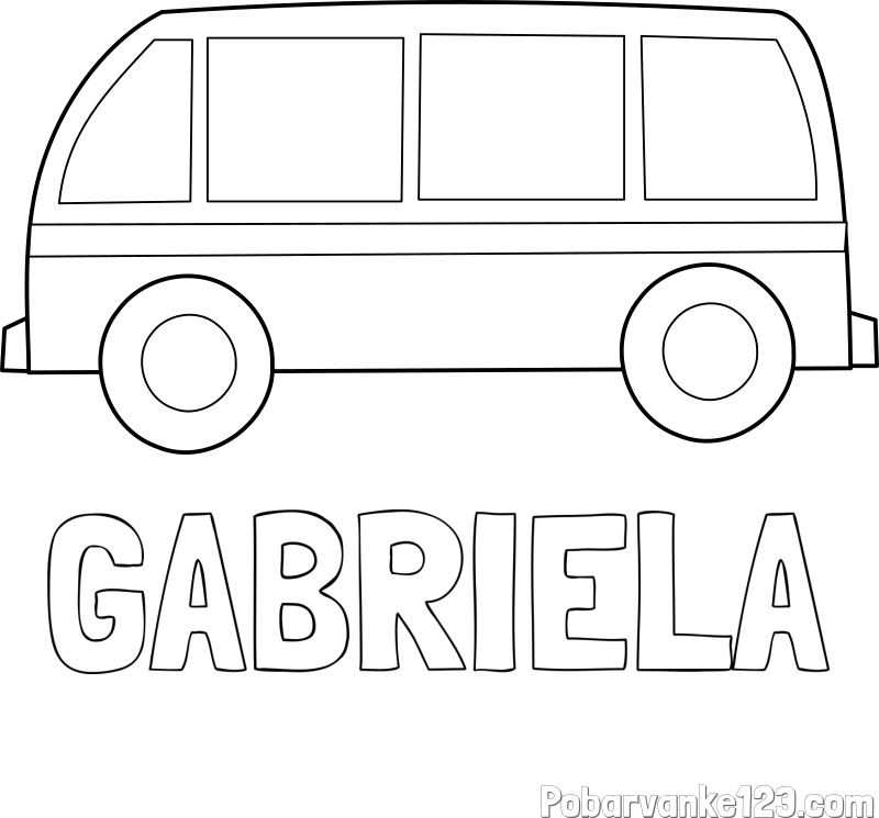 Pobarvanka imena GABRIELA in avtobus