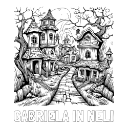 Online izdelana pobarvanka - Pobarvanka imena GABRIELA IN NELI in pobarvanka začaranih hišk