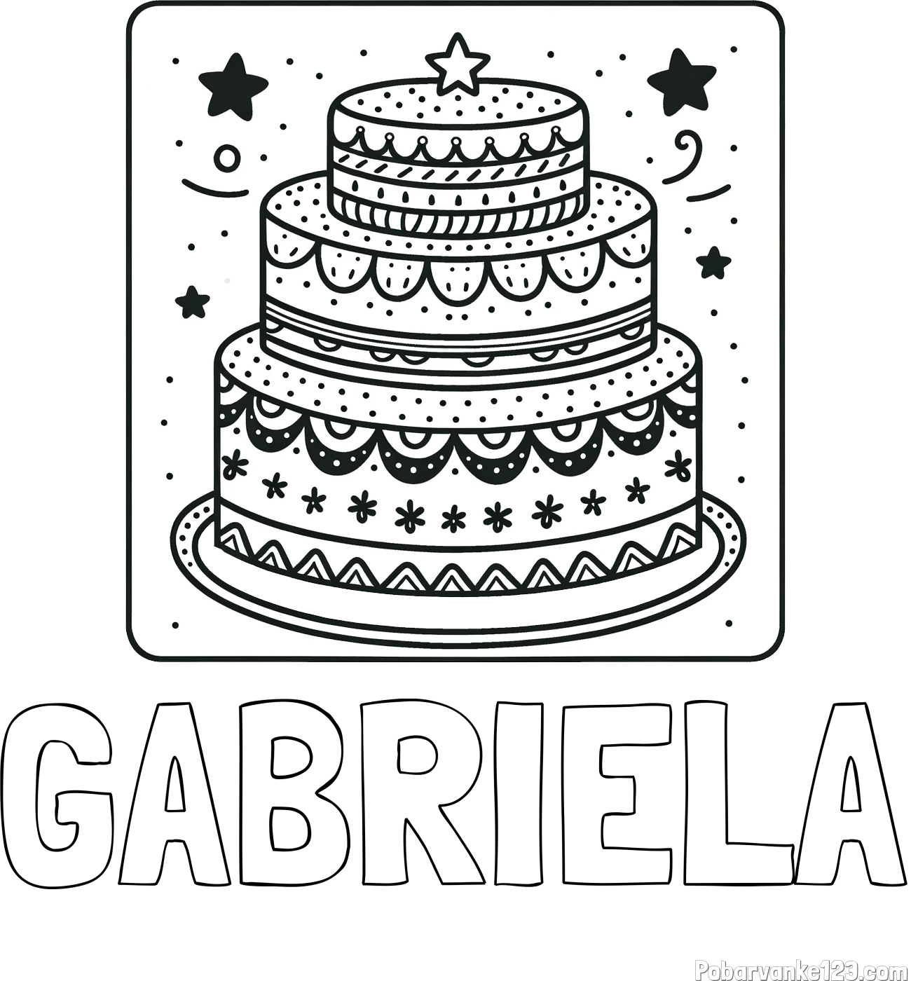 Pobarvanka imena GABRIELA in pobarvanka slastne torte
