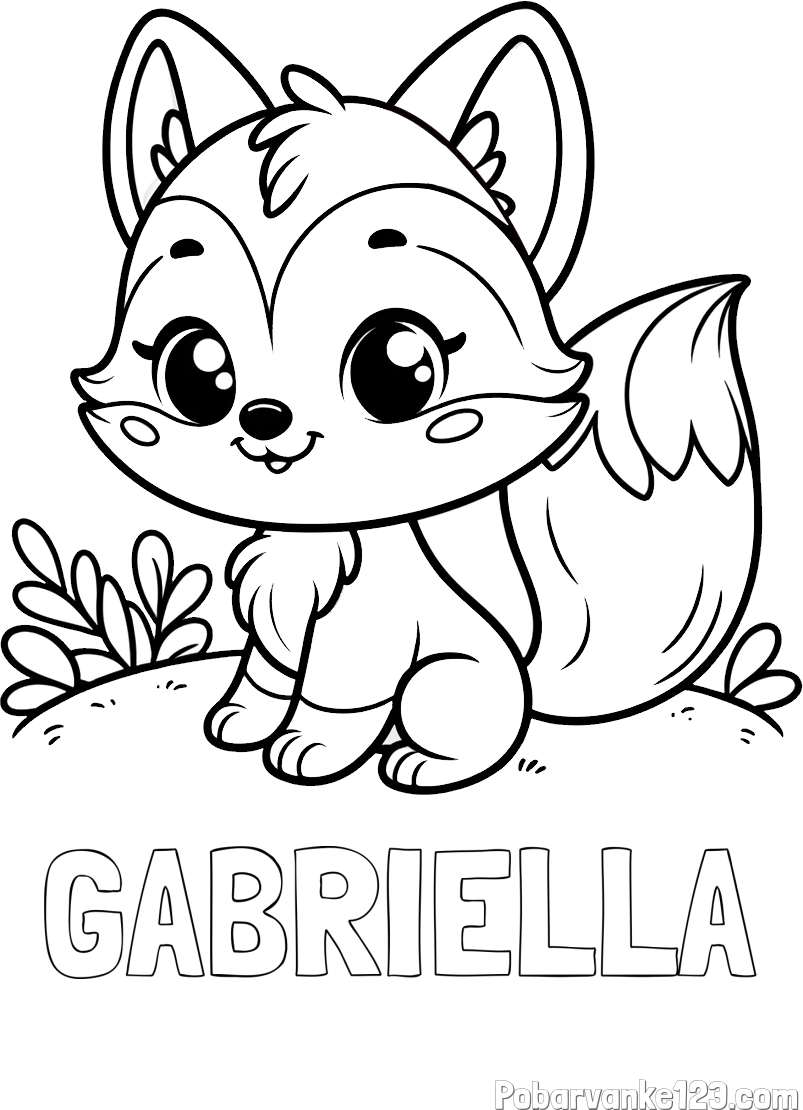 Pobarvanka imena GABRIELLA in pobarvanka lisičke