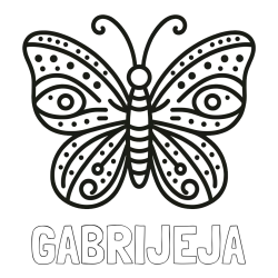 Online izdelana pobarvanka - Pobarvanka imena GABRIJEJA in preprosta pobarvanka metulja
