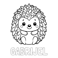 Online izdelana pobarvanka - Pobarvanka imena GABRIJEL in pobarvanka prikupnega ježa