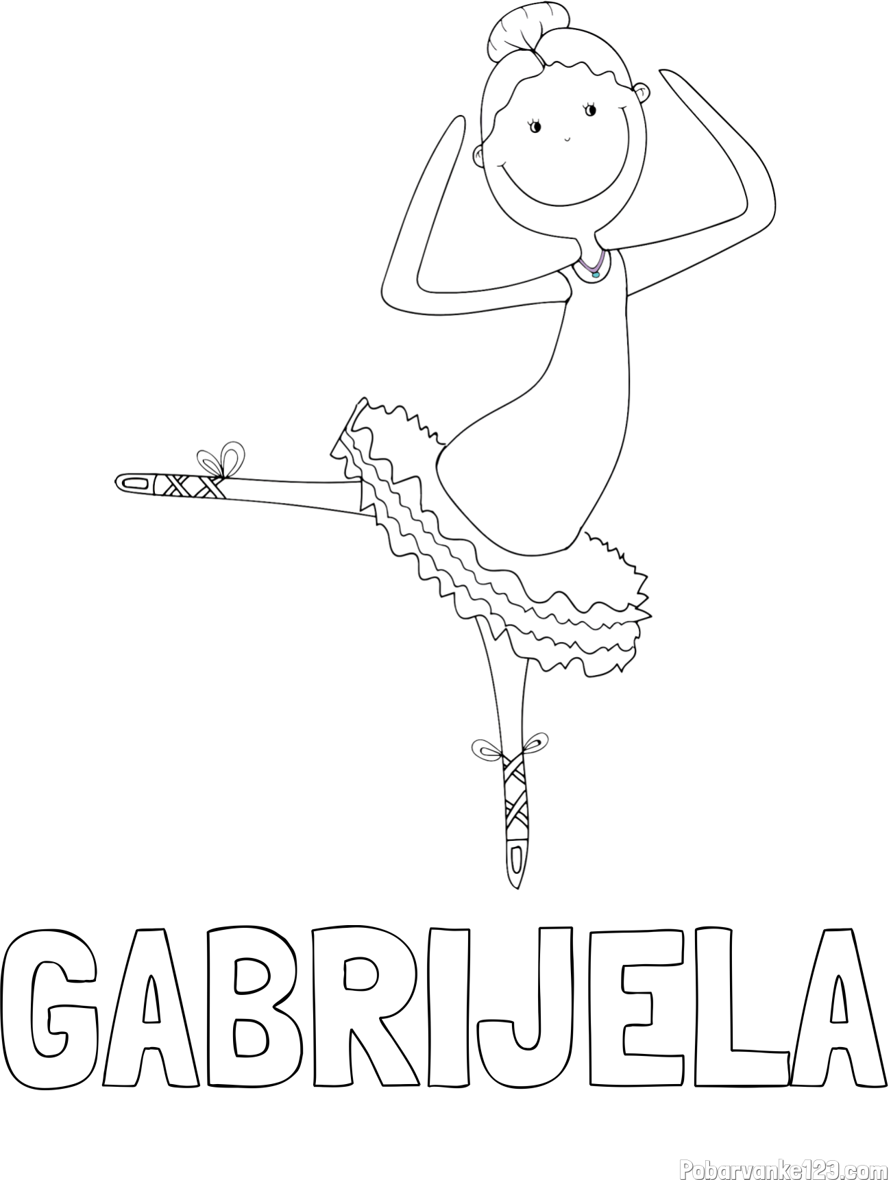 Pobarvanka imena GABRIJELA in pobarvanka balerine