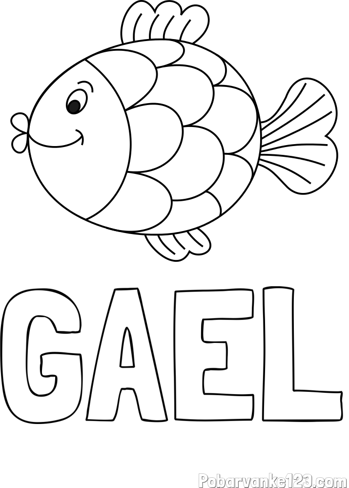 Pobarvanka imena GAEL in pobarvanka ribice