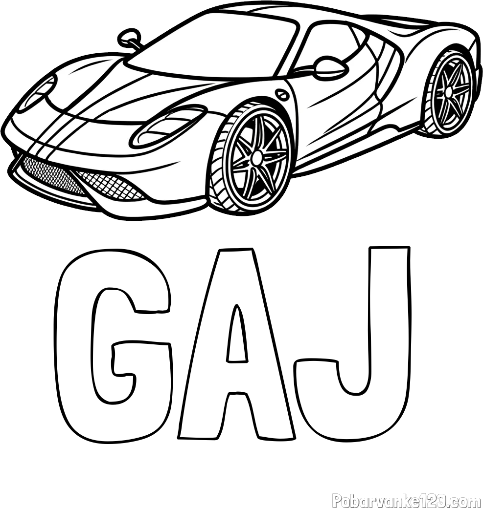 Pobarvanka imena GAJ in pobarvanka dirkalnega avtomobila