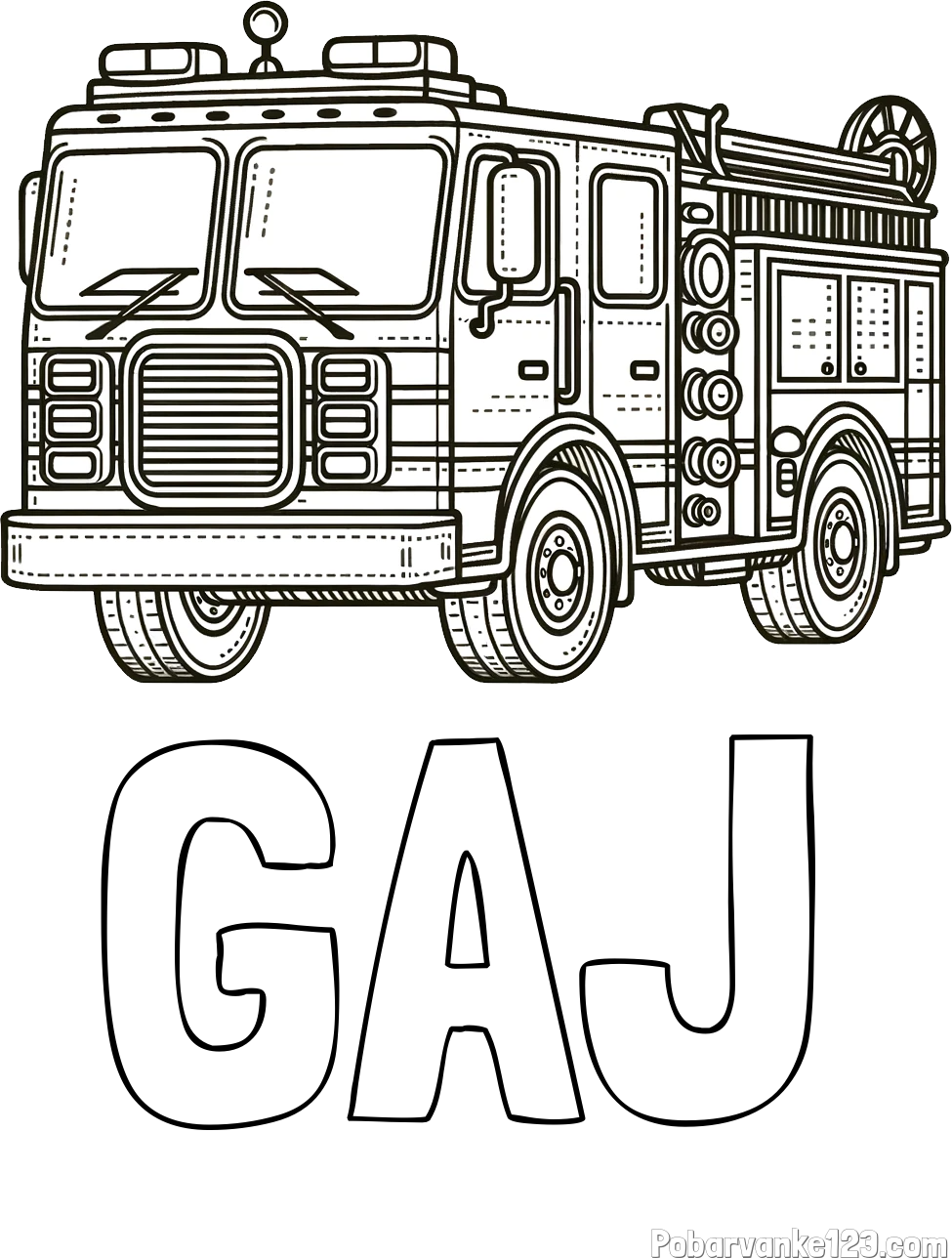 Pobarvanka imena GAJ in pobarvanka gasilskega avta