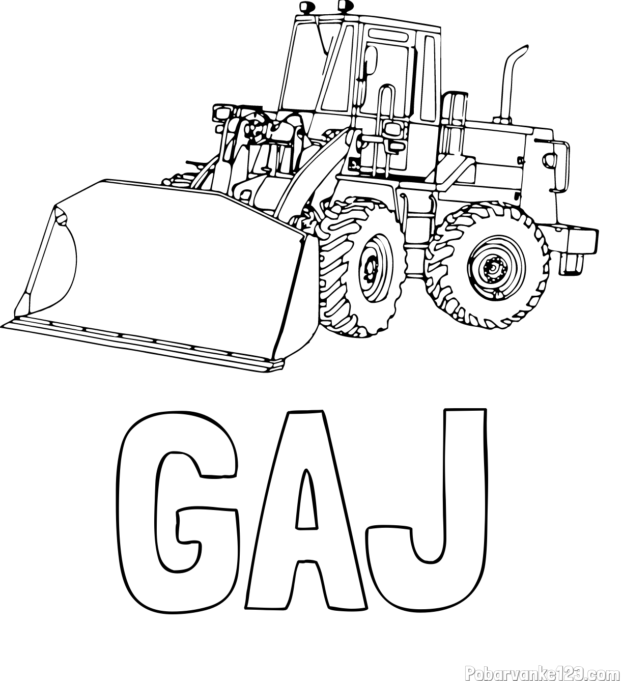 Pobarvanka imena GAJ in pobarvanka velikega bagra