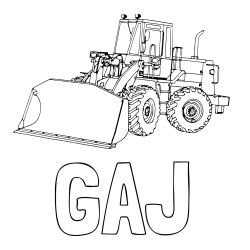 Online izdelana pobarvanka - Pobarvanka imena GAJ in pobarvanka velikega bagra