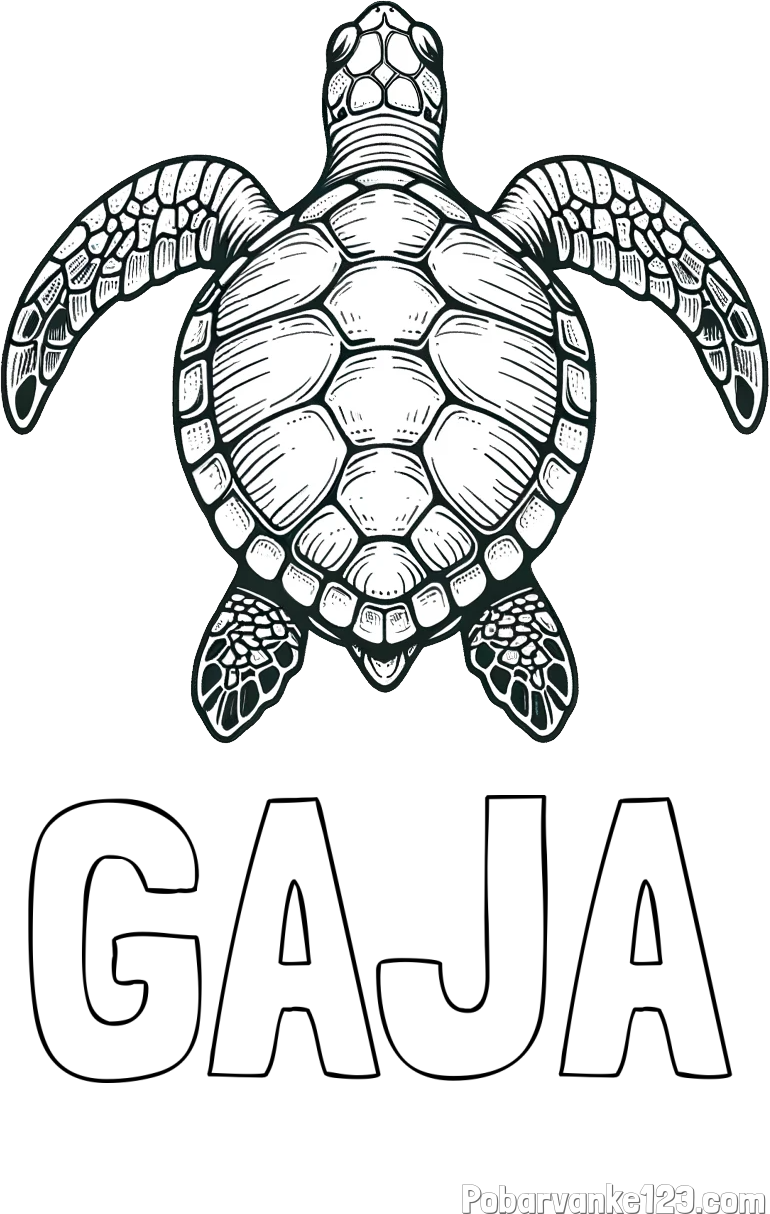 Pobarvanka imena GAJA in enostavna pobarvanka želve