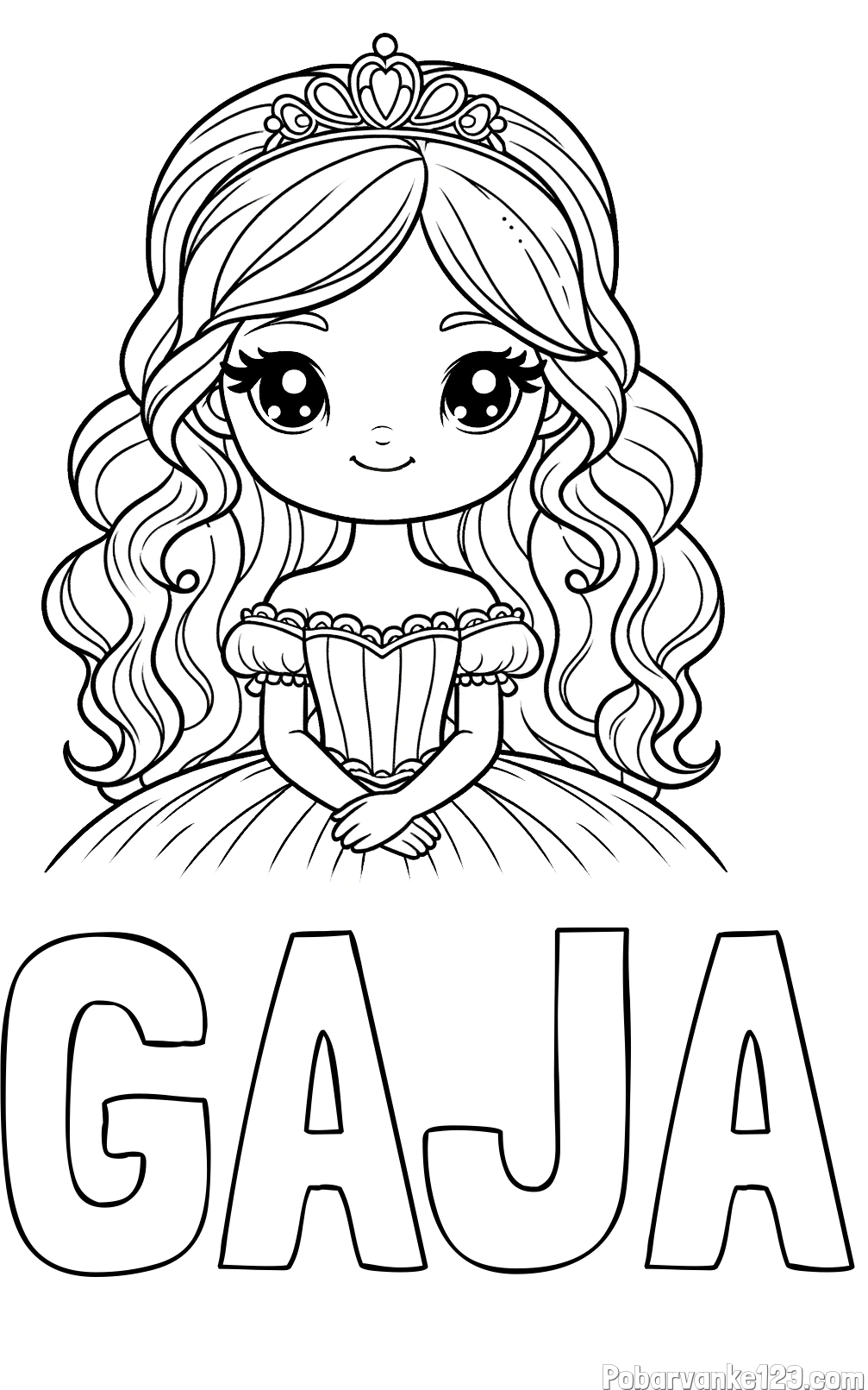 Pobarvanka imena GAJA in pobarvanka ljubke princese