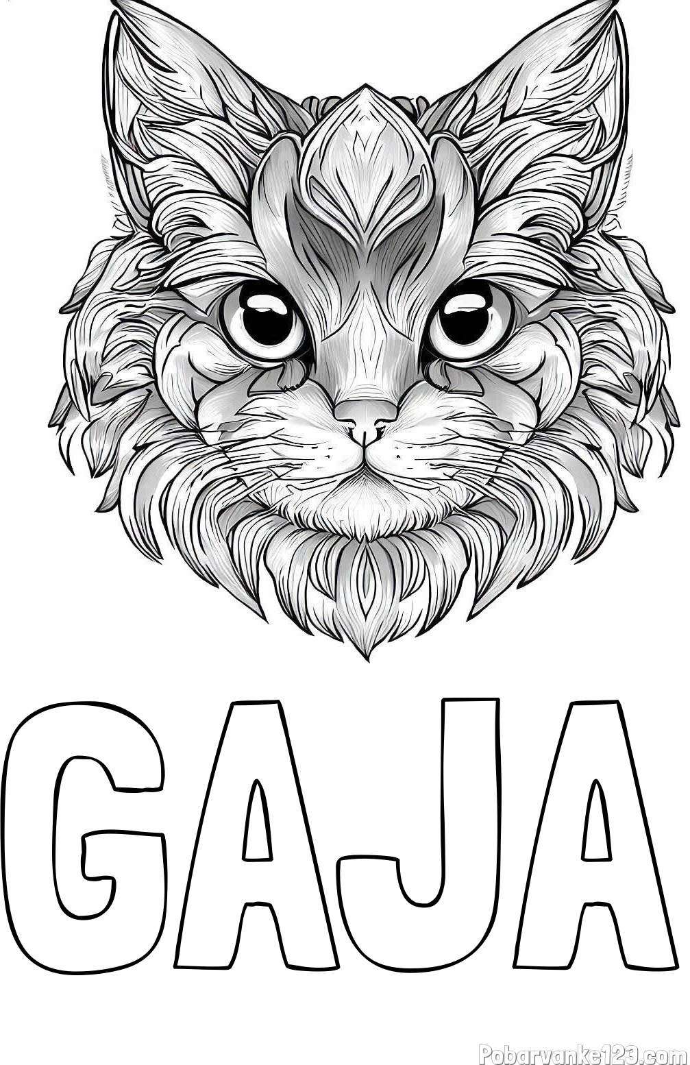 Pobarvanka imena GAJA in pobarvanka mačke