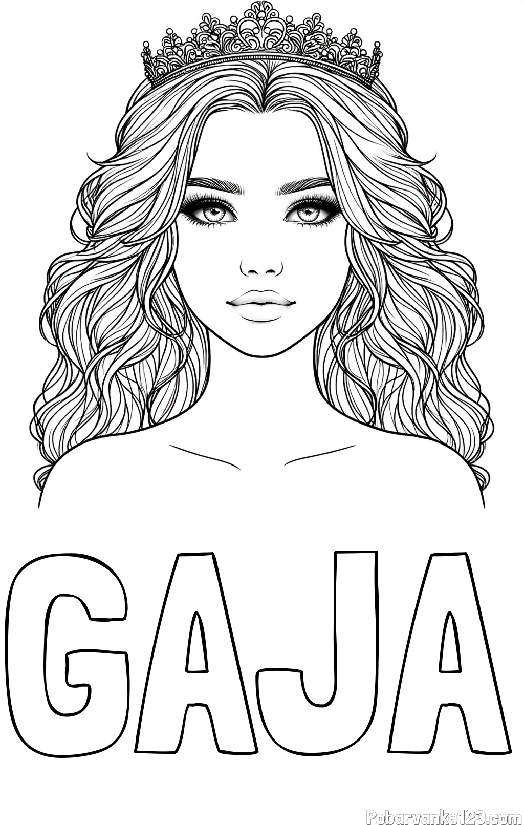 Pobarvanka imena GAJA in pobarvanka prikupne princeske