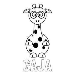 Online izdelana pobarvanka - Pobarvanka imena GAJA in pobarvanka prikupne žirafe