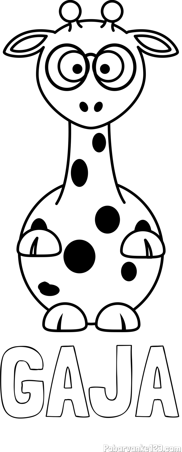 Pobarvanka imena GAJA in pobarvanka prikupne žirafe