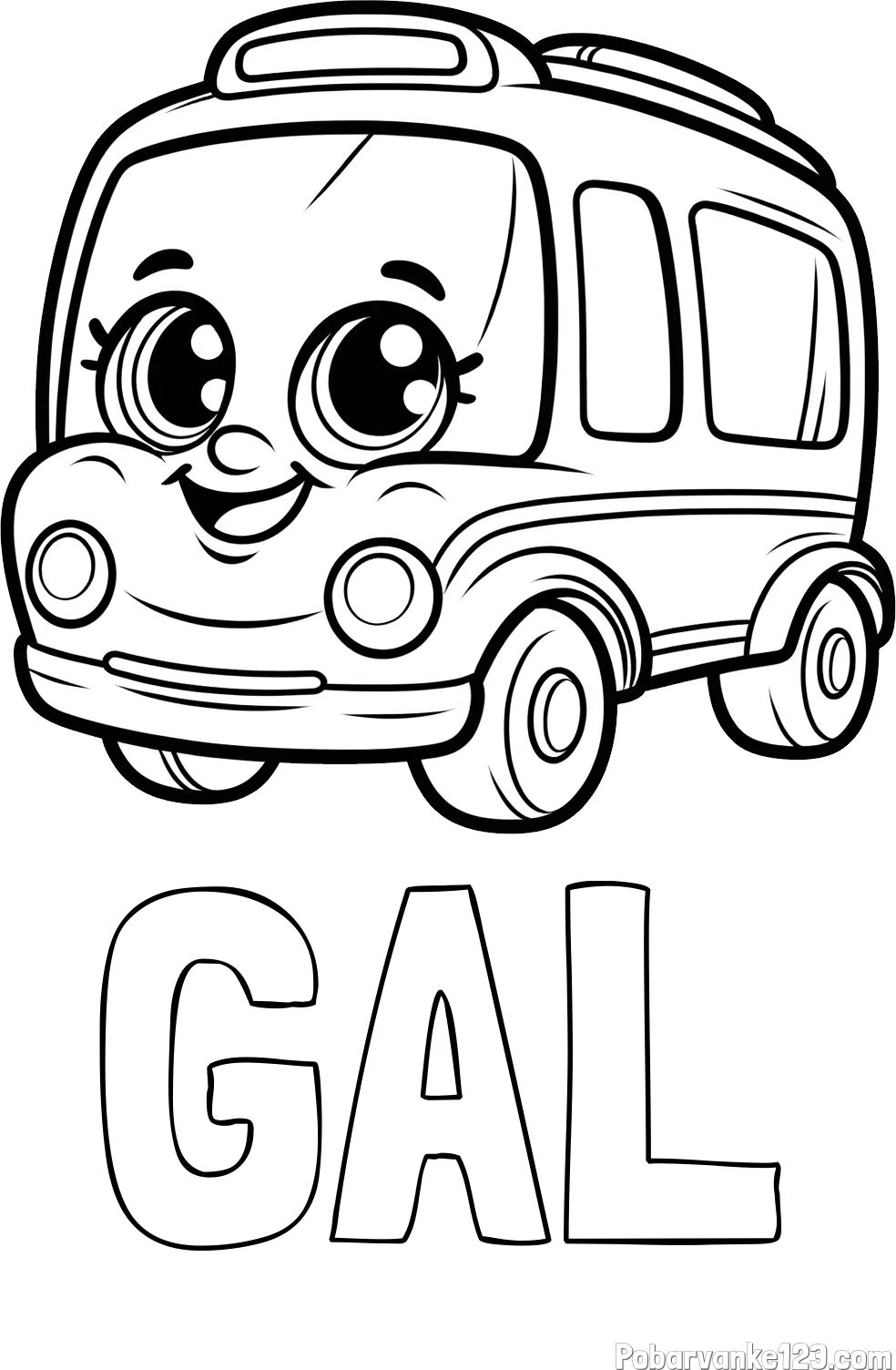 Pobarvanka imena GAL in pobarvanka nasmejanega avtobusa