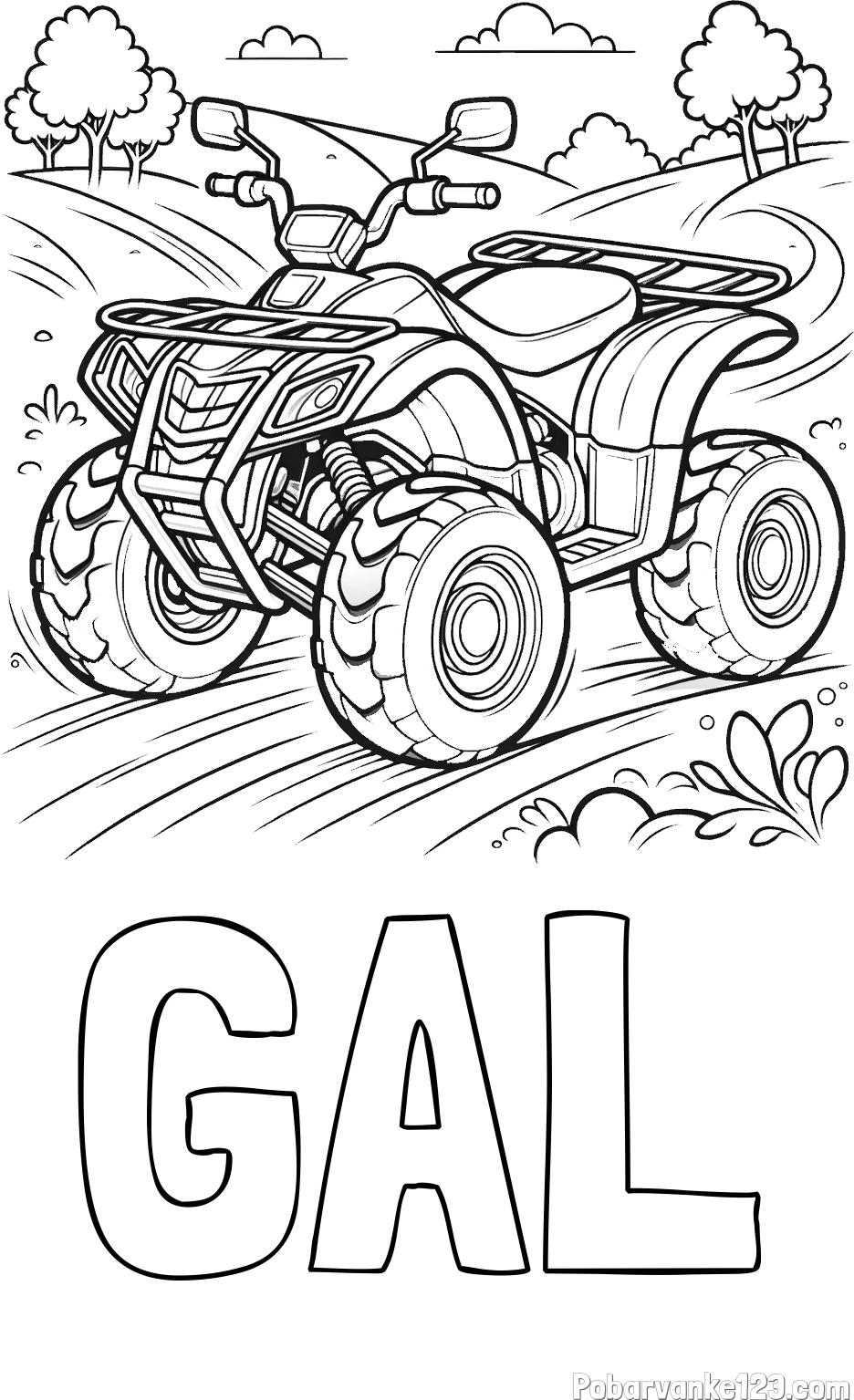 Pobarvanka imena GAL in pobarvanka štirikolesnika na cesti