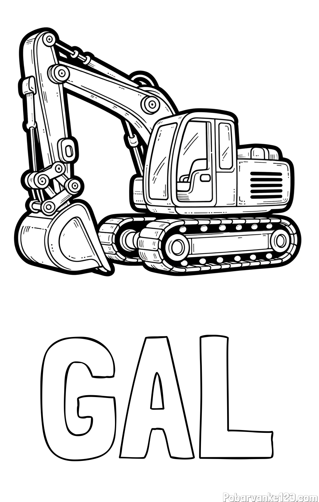 Pobarvanka imena GAL in pobarvanka velikega delovnega stroja - bagra