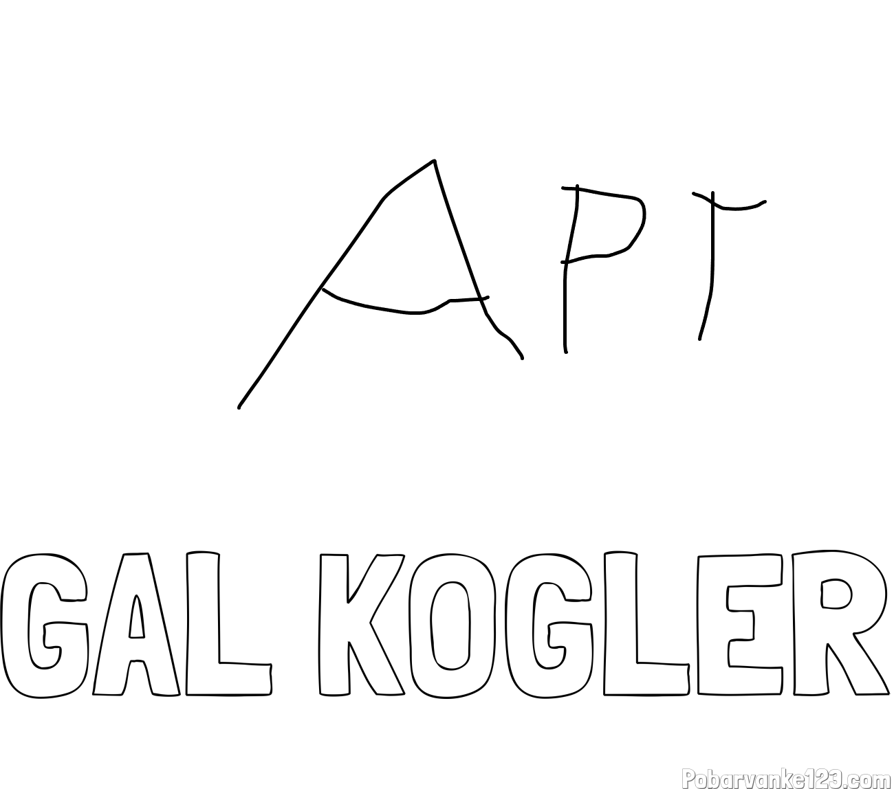 Pobarvanka imena GAL KOGLER in I LOVE APT