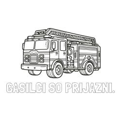Online izdelana pobarvanka - Pobarvanka imena GASILCI SO PRIJAZNI. in pobarvanka gasilskega avta z veliko podrobnostmi
