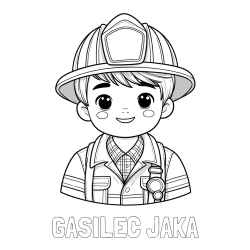 Online izdelana pobarvanka - Pobarvanka imena GASILEC JAKA in pobarvanka mladega gasilca