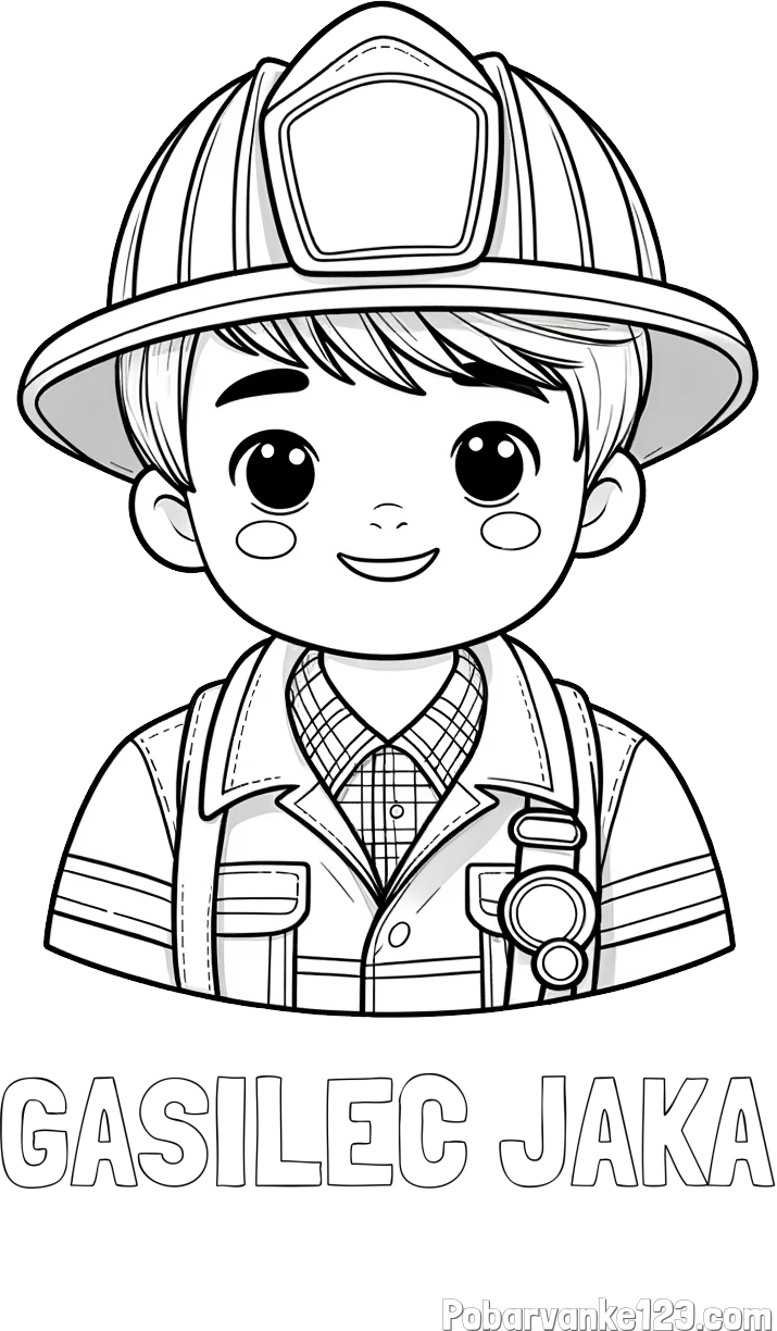 Pobarvanka imena GASILEC JAKA in pobarvanka mladega gasilca