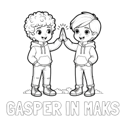 Online izdelana pobarvanka - Pobarvanka imena GAŠPER IN MAKS in pobarvanka prijatlejev