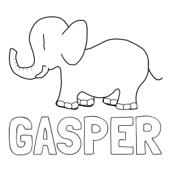 Online izdelana pobarvanka - Pobarvanka imena GAŠPER in otroška pobarvanka slončka