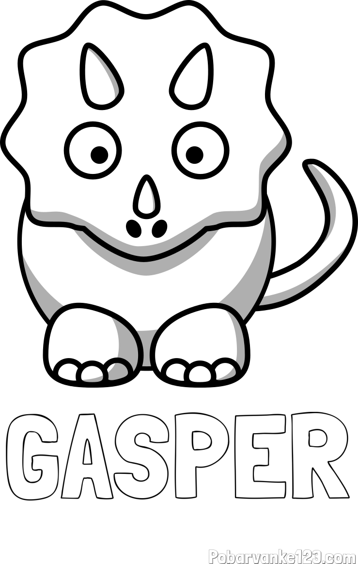 Pobarvanka imena GAŠPER in pobarvanka dinozavra triceratops