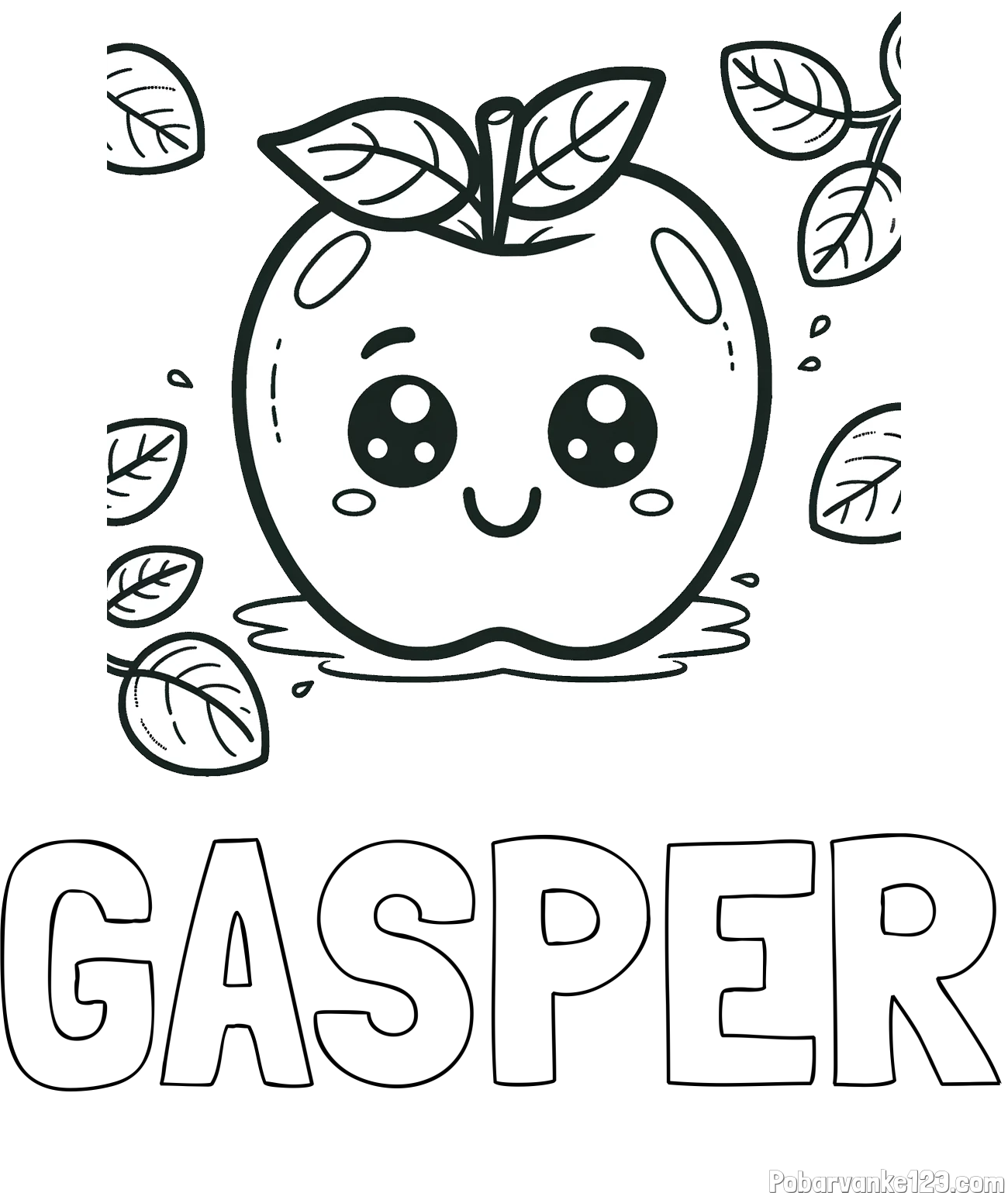 Pobarvanka imena GAŠPER in pobarvanka nasmejane jabolke