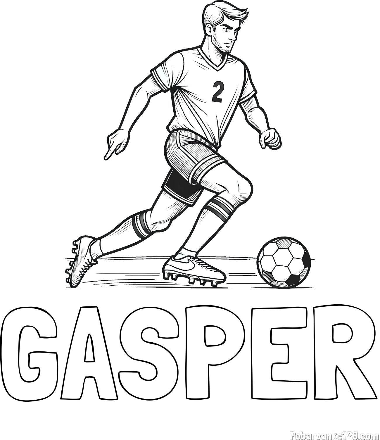 Pobarvanka imena GAŠPER in pobarvanka nogometaša