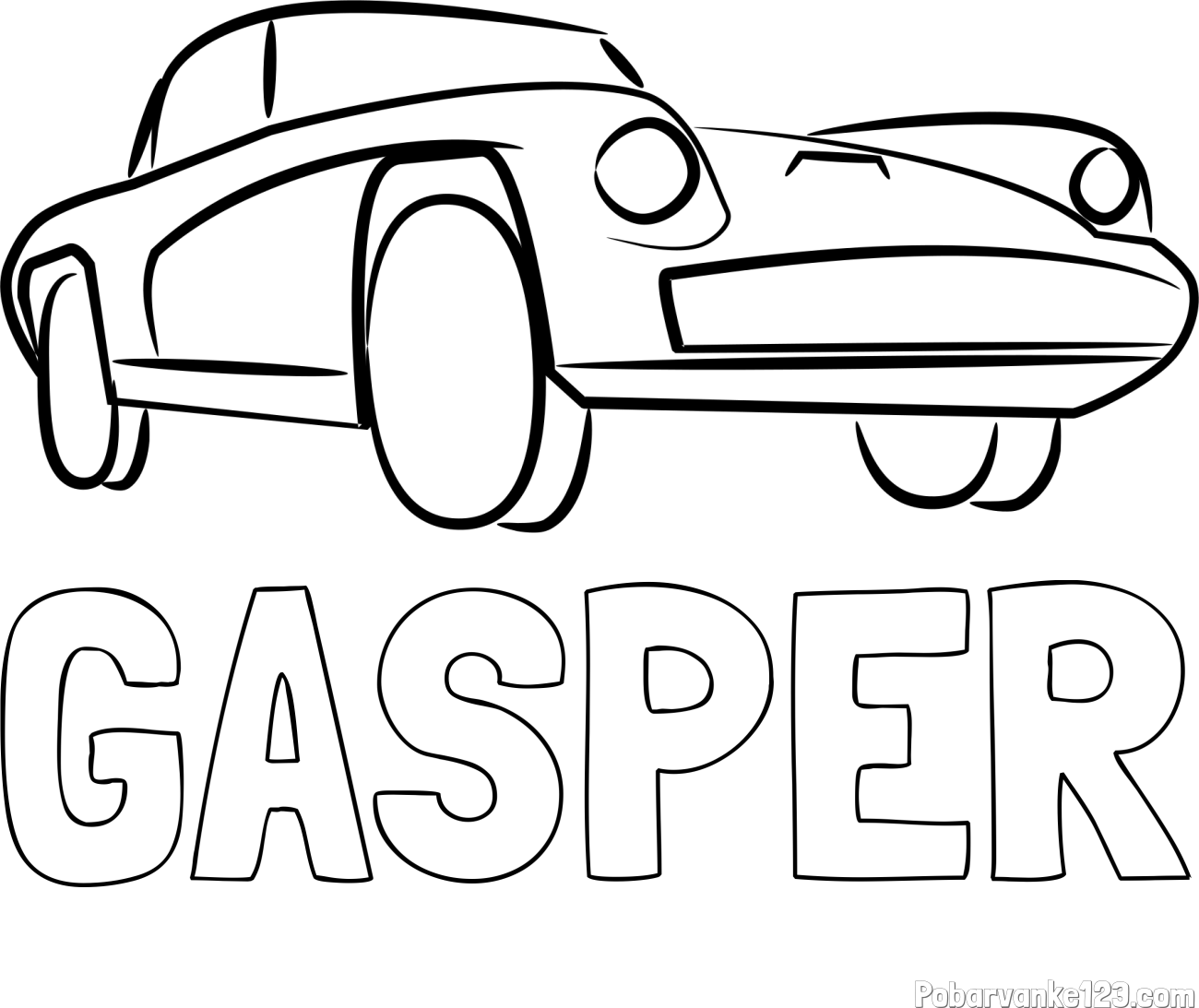 Pobarvanka imena GAŠPER in pobarvanka športnega avtomobila