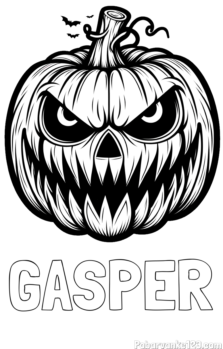 Pobarvanka imena GAŠPER in pobarvanka zlobne buče za noč čarovnic