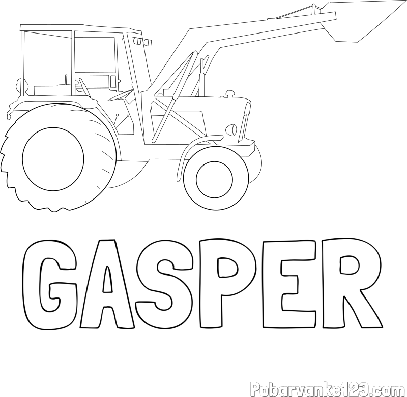 Pobarvanka imena GAŠPER in traktor 2