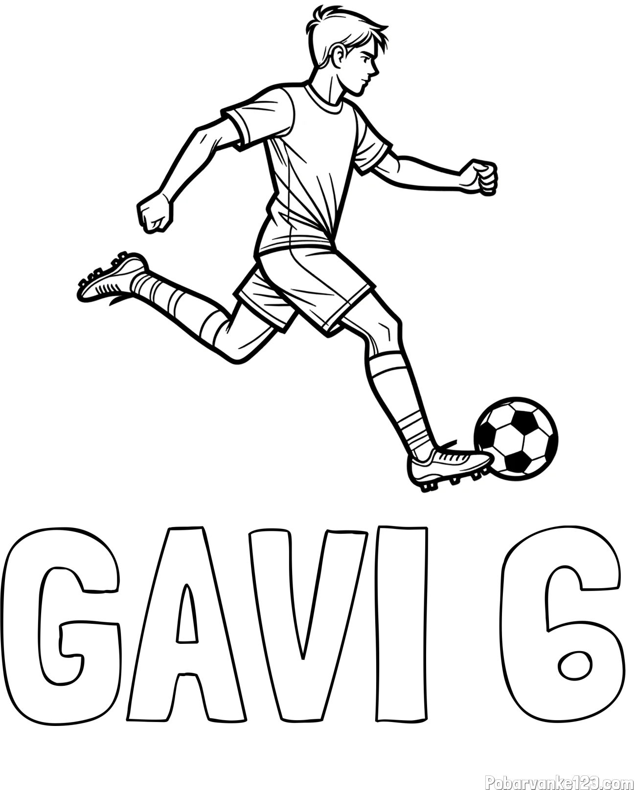 Pobarvanka imena GAVI 6 in pobarvanka nogometaša v napadu
