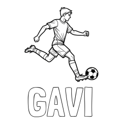 Online izdelana pobarvanka - Pobarvanka imena GAVI in pobarvanka nogometaša v napadu