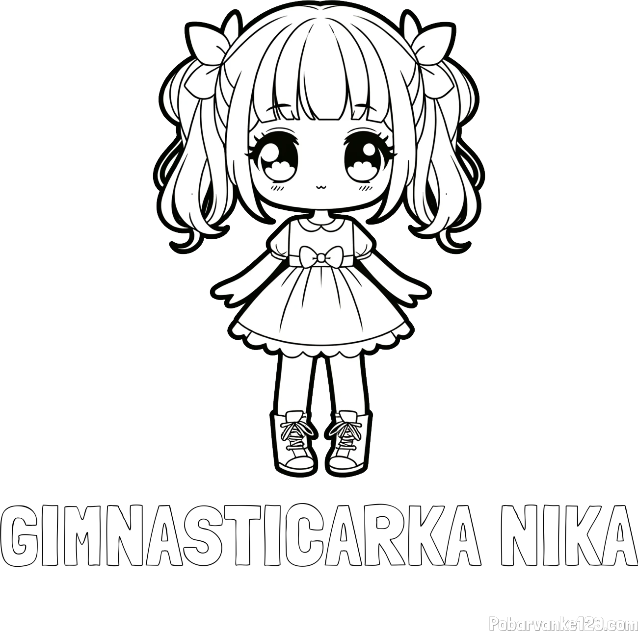 Pobarvanka imena GIMNASTIČARKA NIKA in pobarvanka anime punčke