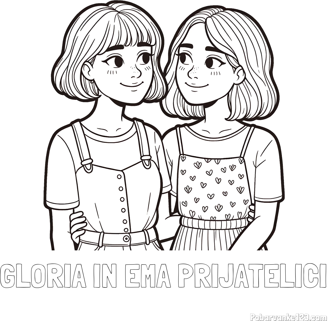 Pobarvanka imena GLORIA IN EMA PRIJATELICI in pobarvanka dveh najboljših prijateljic
