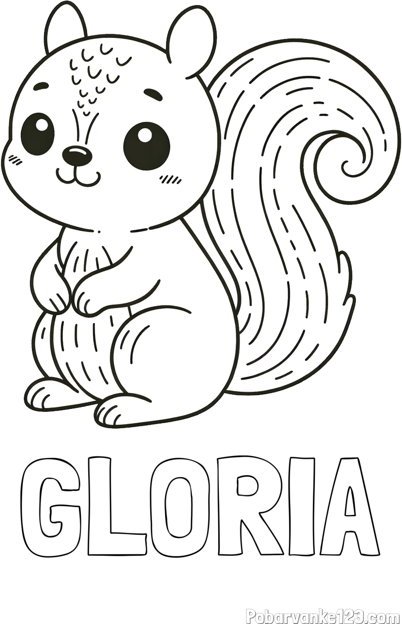 Pobarvanka imena GLORIA in otroška pobarvanka veveričke